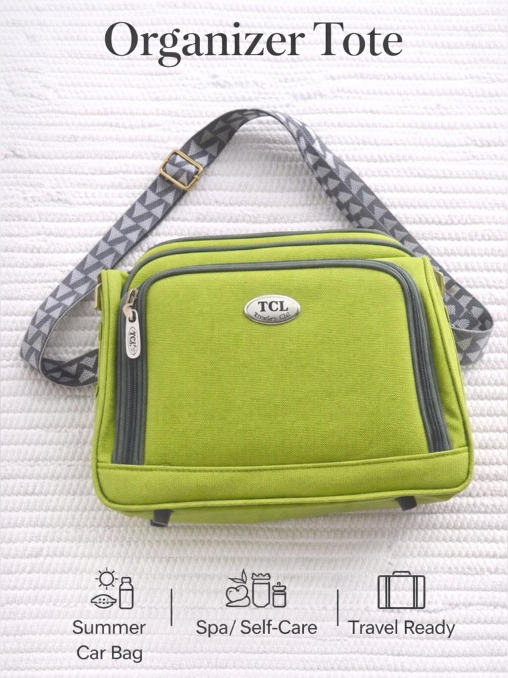 Travelers Club Organizer Tote Lime Green 2 Section Travel Spa Car Bag
